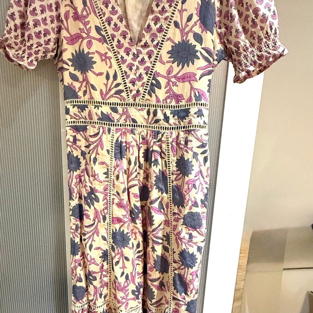Floral Maxi Dress in Purple and Cream